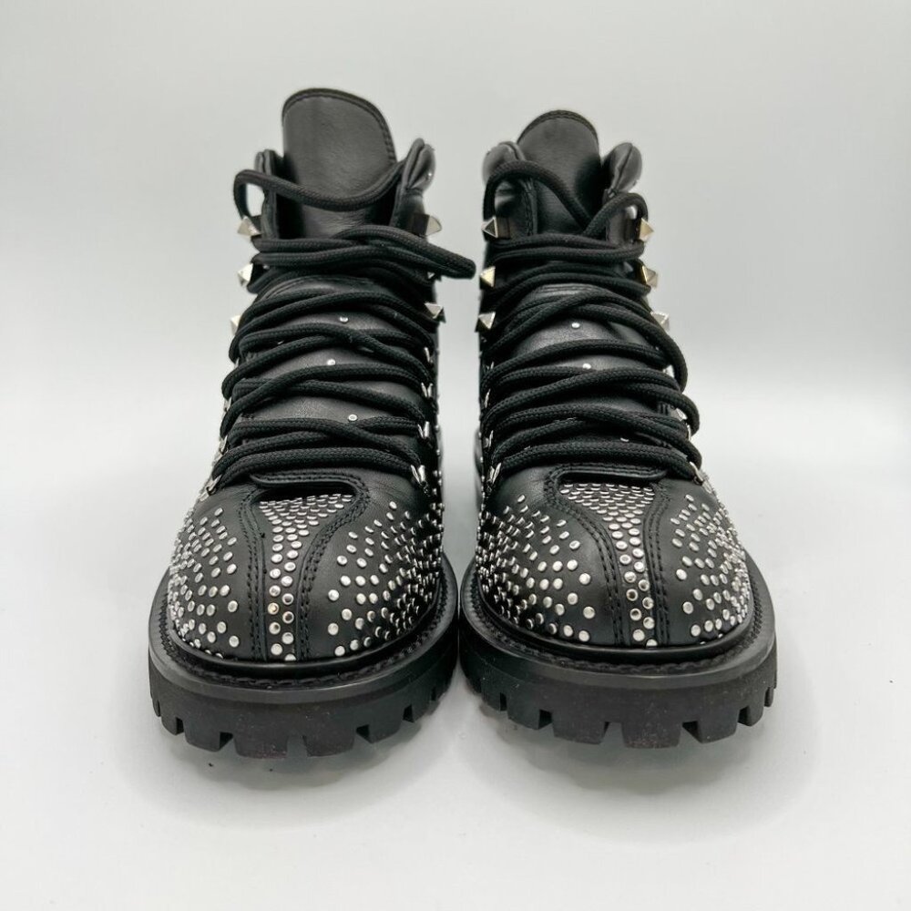 Valentino Garavani Black Rockstud Ankle Hiking Boots - Picture 8 of 12